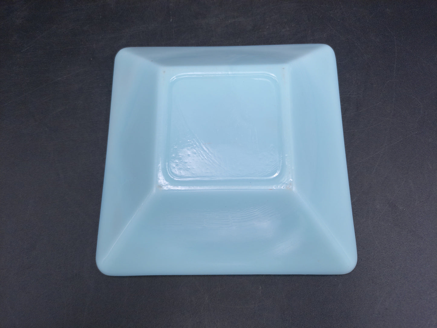 Ashtray Light Blue Opaque Glass Square Vintage