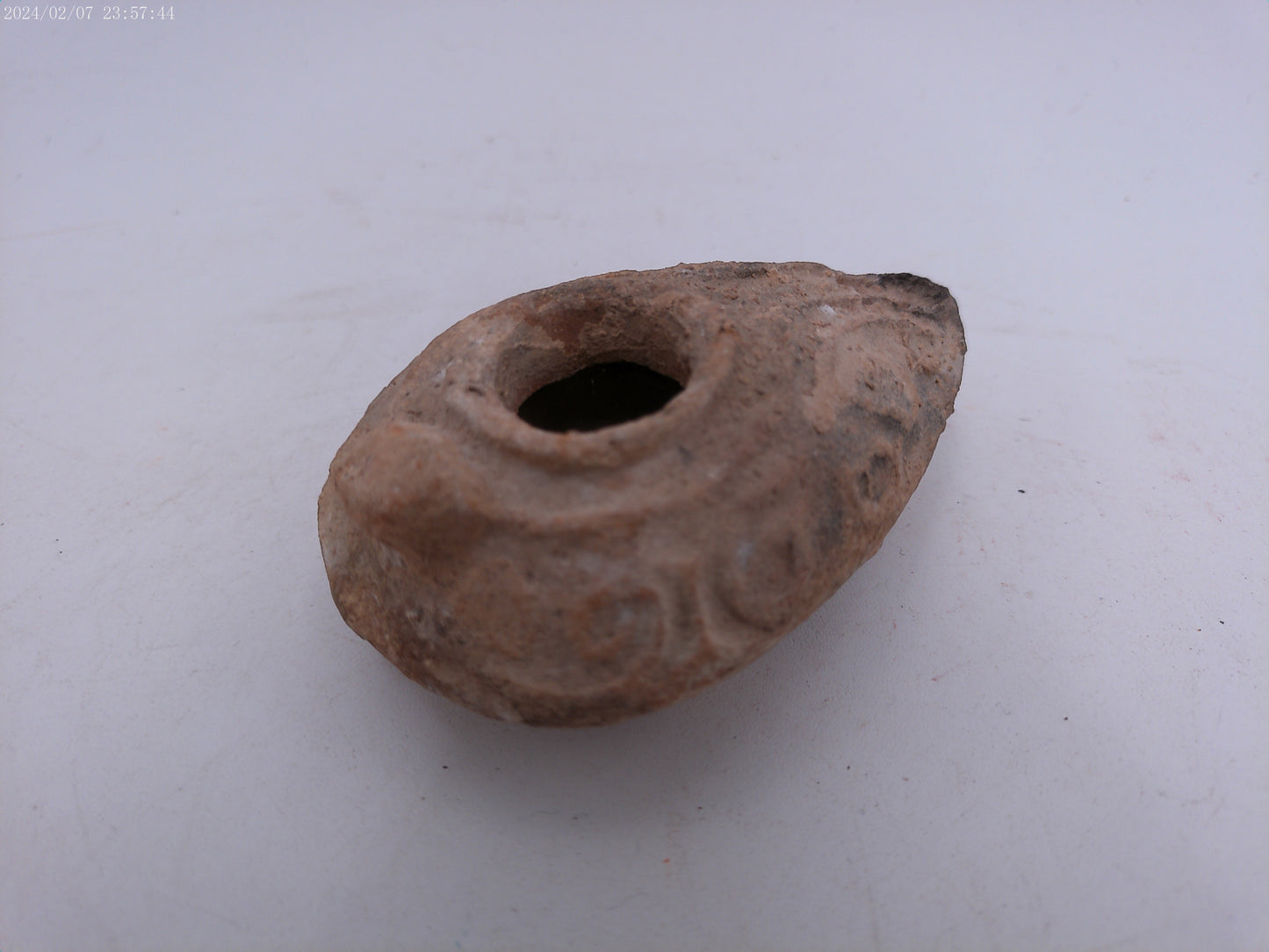 Byzantine early Islamic terracotta stone oil lamp #1