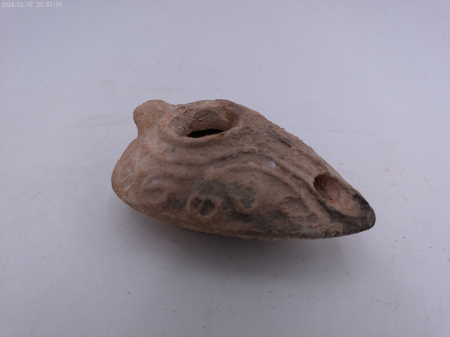 Byzantine early Islamic terracotta stone oil lamp #1