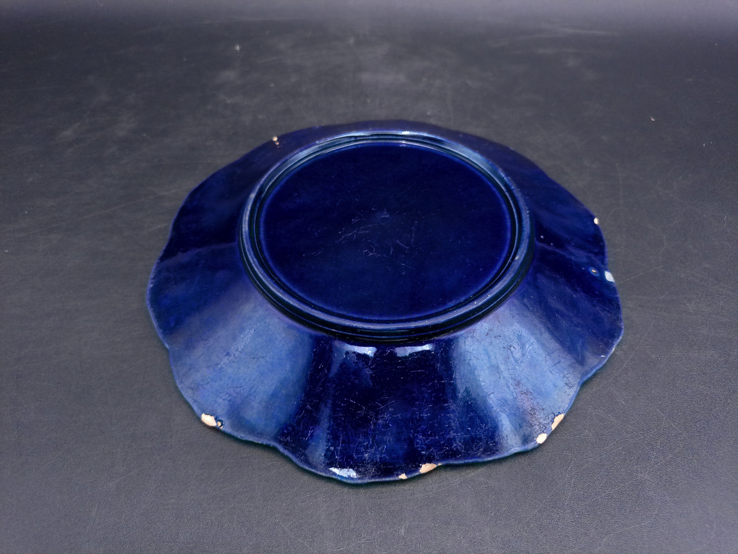 Gold Covered With Cobalt Blue finish Dish Plate Vintage
