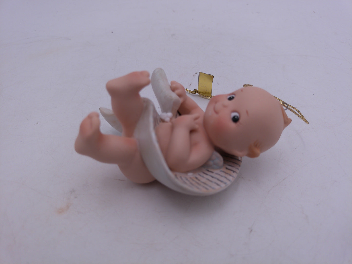 Kewpie Dolls in Box Christmas ornaments Hold wish list and Noel signs