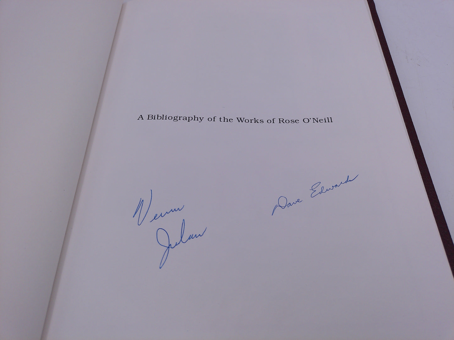 A Bibliography of The Works of Rose O'Neill book Signed by Both Authors No. 19 Super Rare