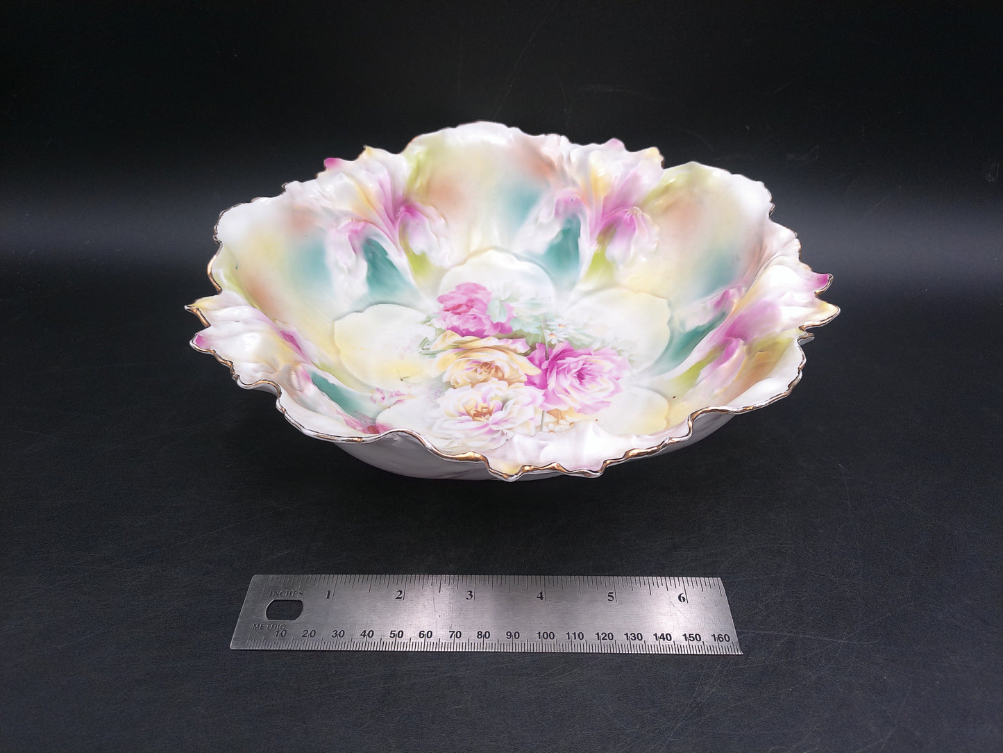 RS Prussia Bowl Gold Rim Floral Design Antique Beautiful