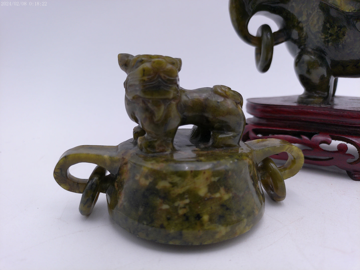 Chinese Dark Green hard sandstone Figure
