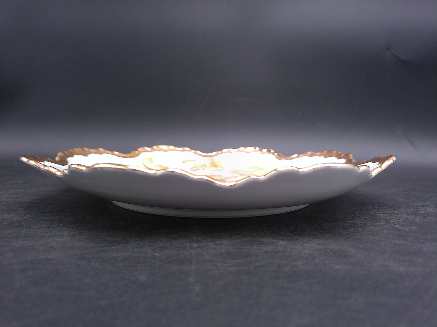 Gold Plate Gold Thick Rim Floral Design Vintage Beautiful Marked P. Palmer 1975