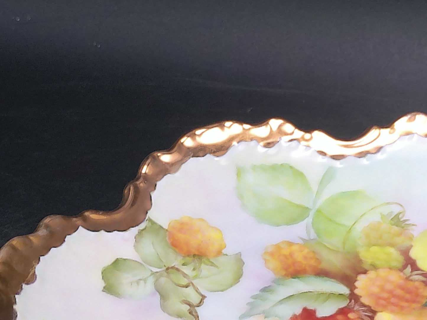Gold Plate Gold Thick Rim Floral Design Vintage Beautiful Marked P. Palmer 1975