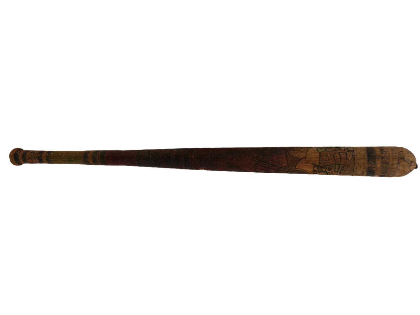 Hand Carved Aztec Pinata Mexican Hand Painted Wooden Baseball Bat