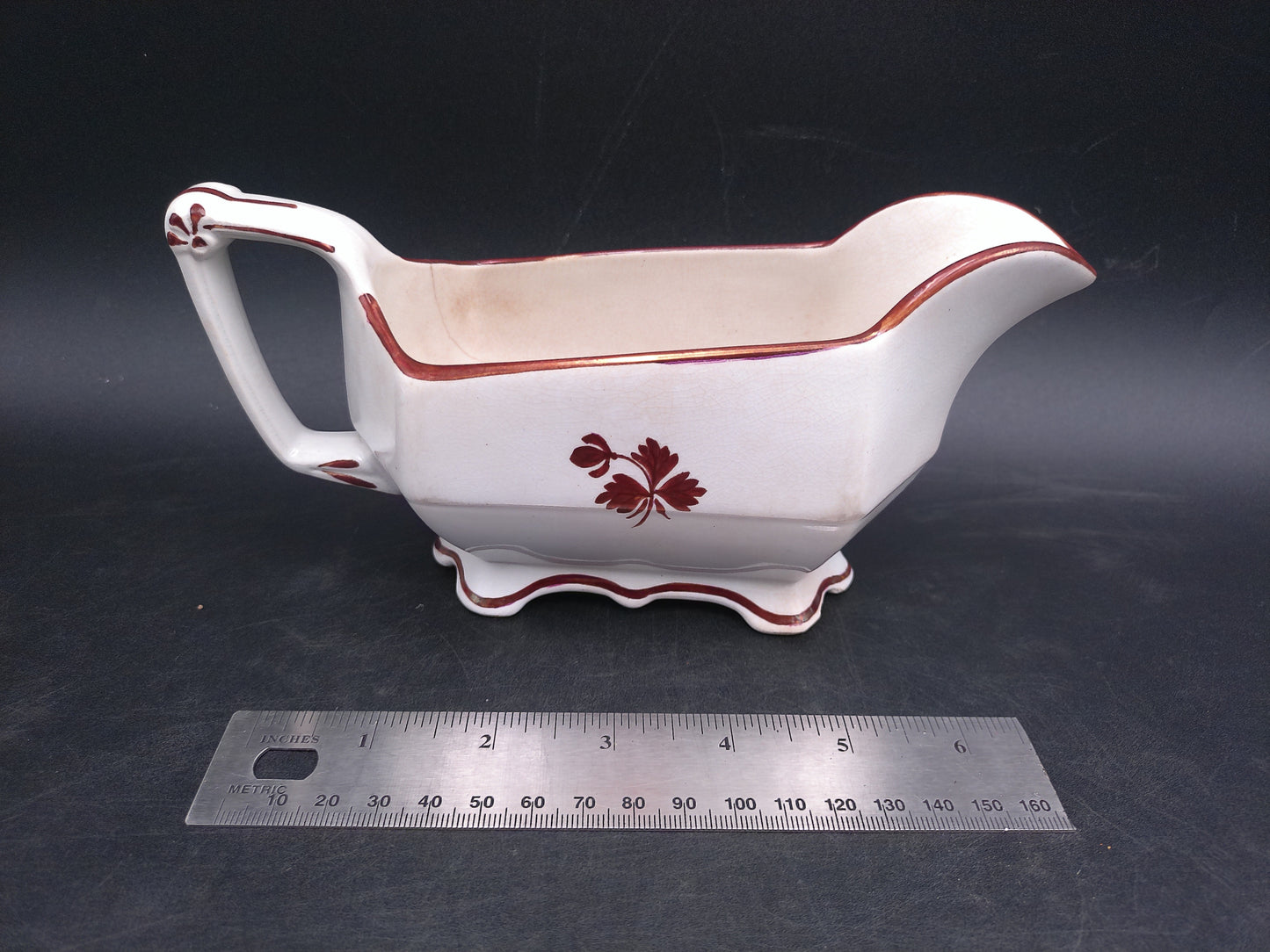 Grindley and Co. Royal Stone China Tea Leaf Gravy Boat Vintage