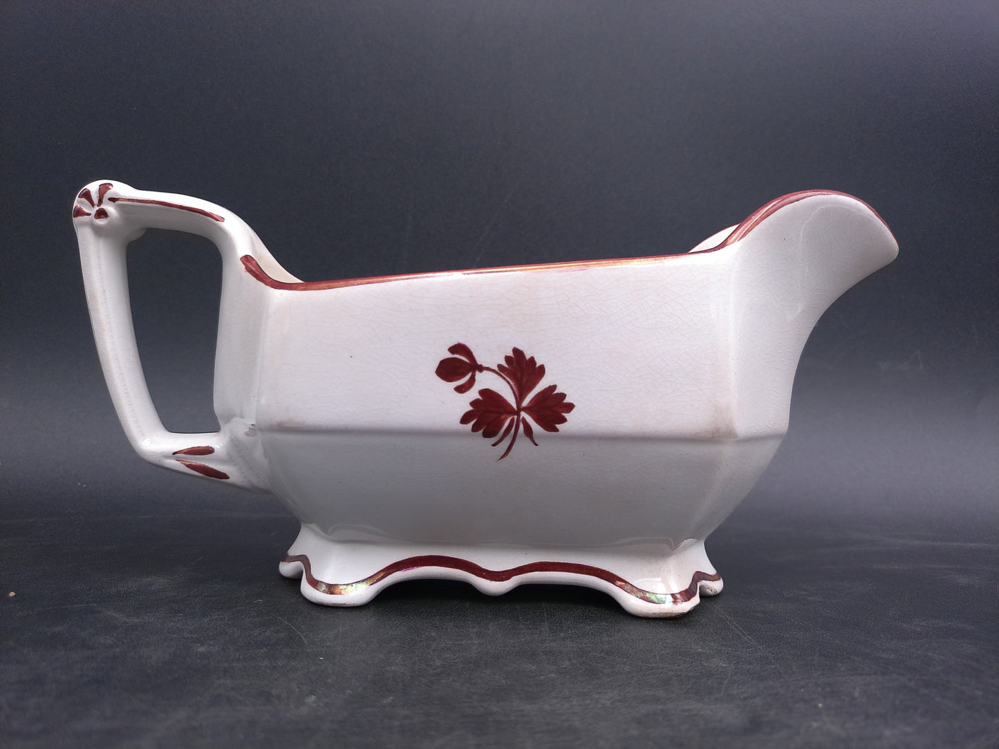 Grindley and Co. Royal Stone China Tea Leaf Gravy Boat Vintage