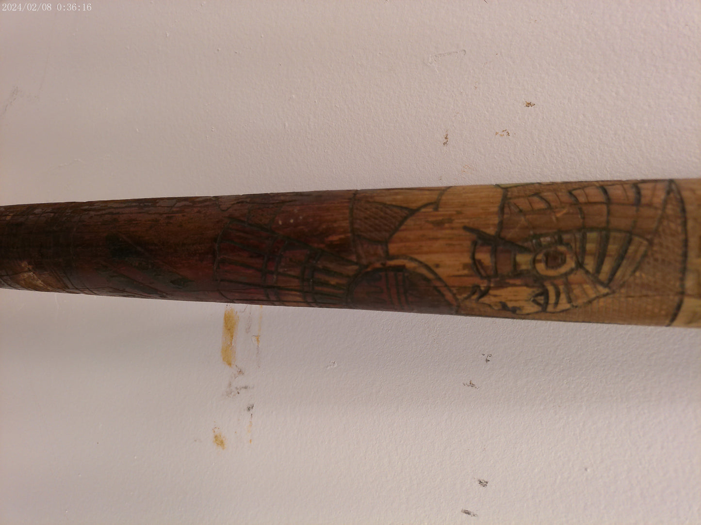 Hand Carved Aztec Pinata Mexican Hand Painted Wooden Baseball Bat