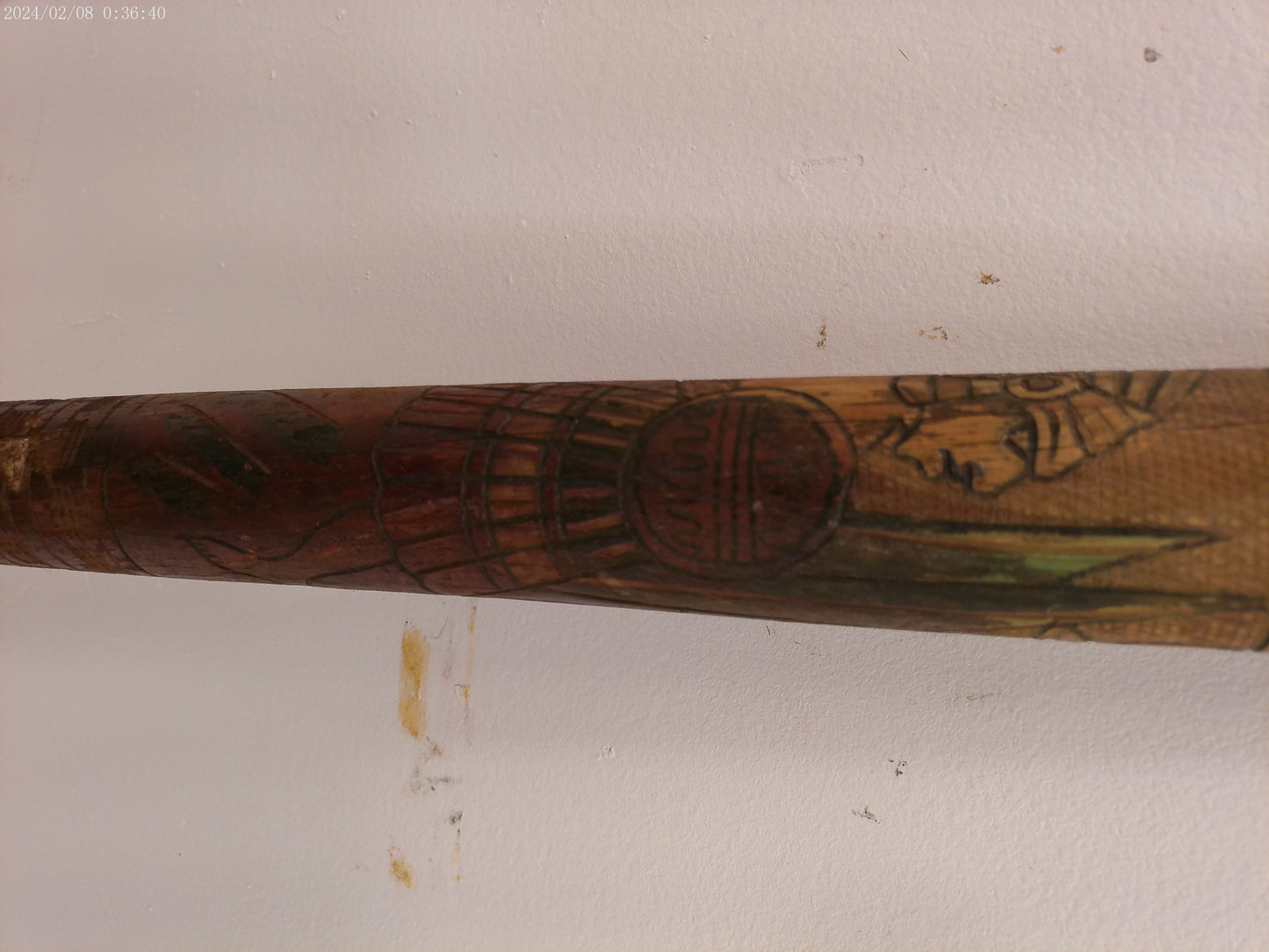 Hand Carved Aztec Pinata Mexican Hand Painted Wooden Baseball Bat