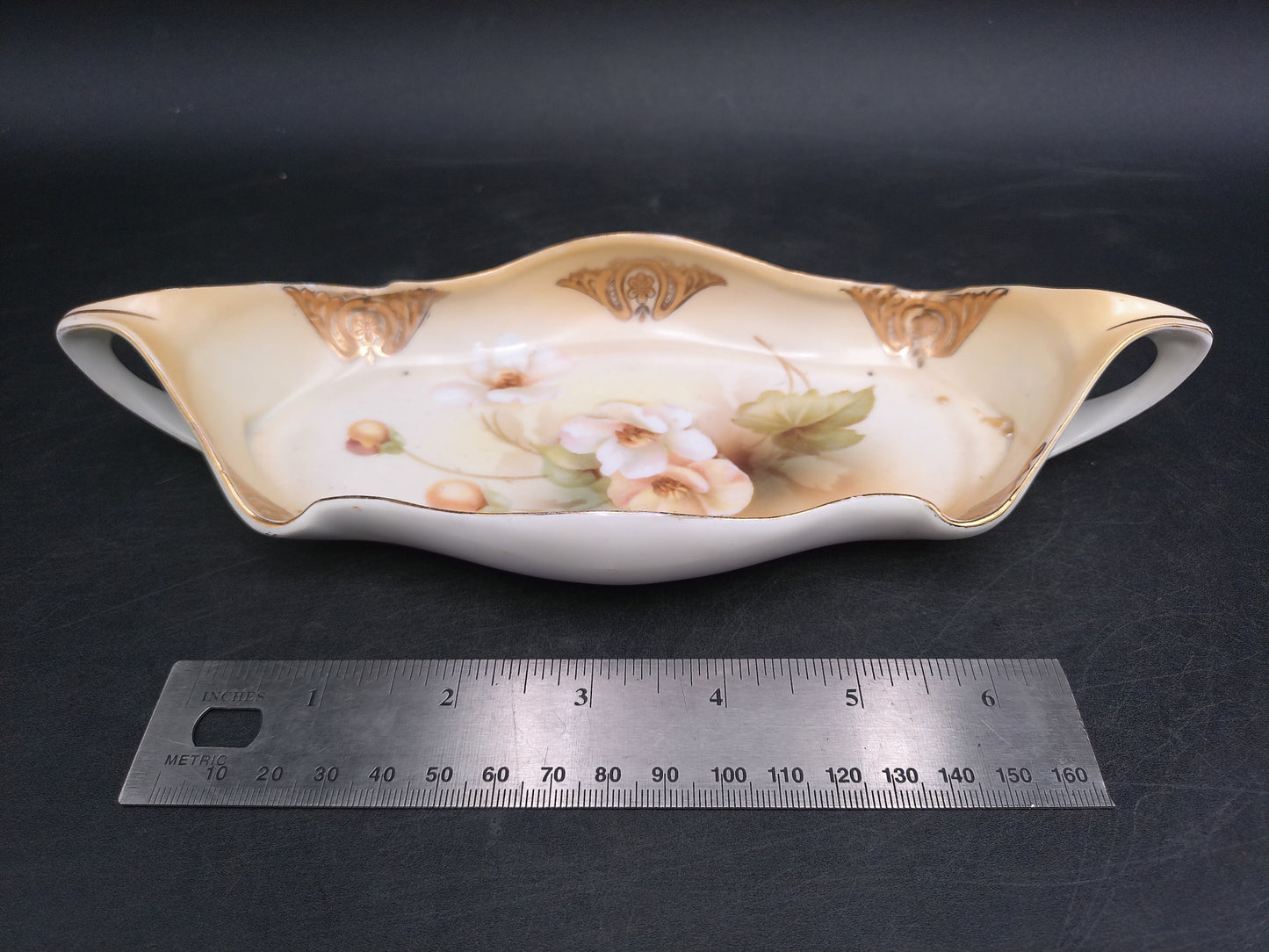 RS Germany Hand Painted Serving Platter Dish Gold Rim