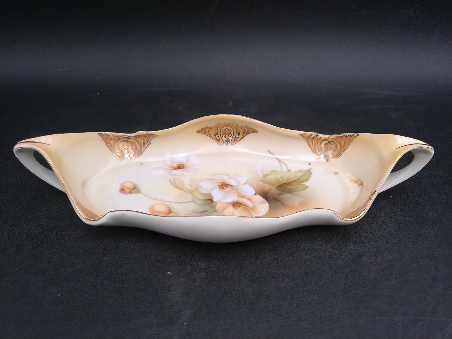 RS Germany Hand Painted Serving Platter Dish Gold Rim