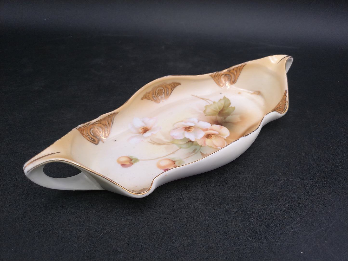 RS Germany Hand Painted Serving Platter Dish Gold Rim