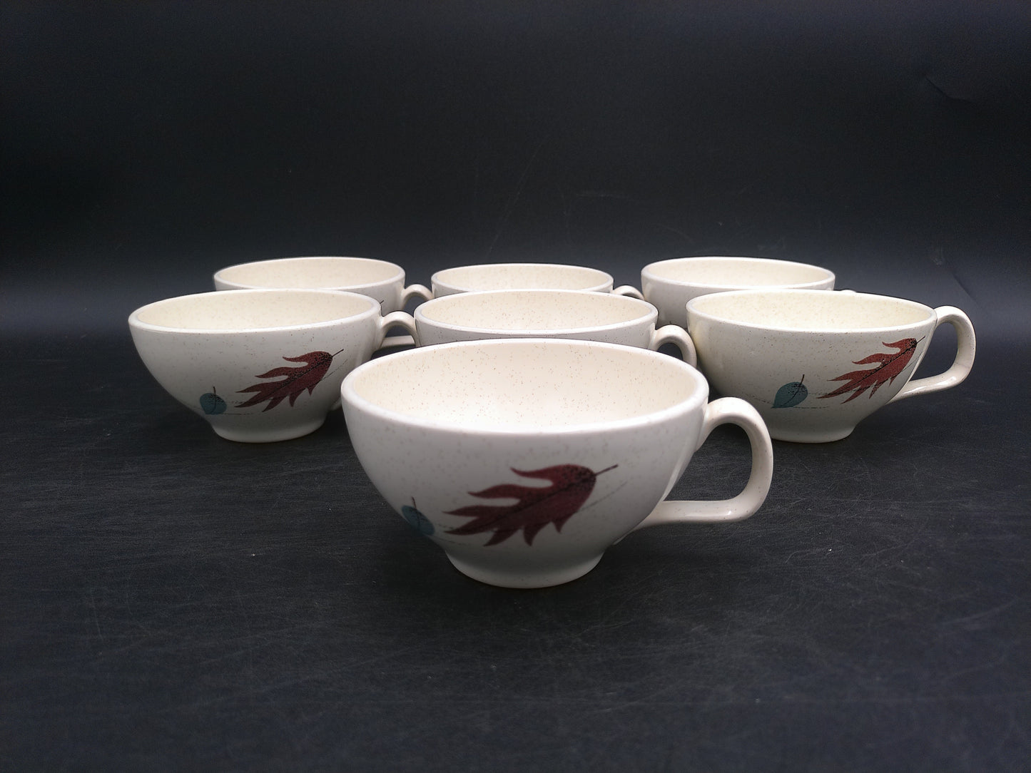 Franciscan Cups, Dishes, Plate and Pitcher Leaf Design 1950s