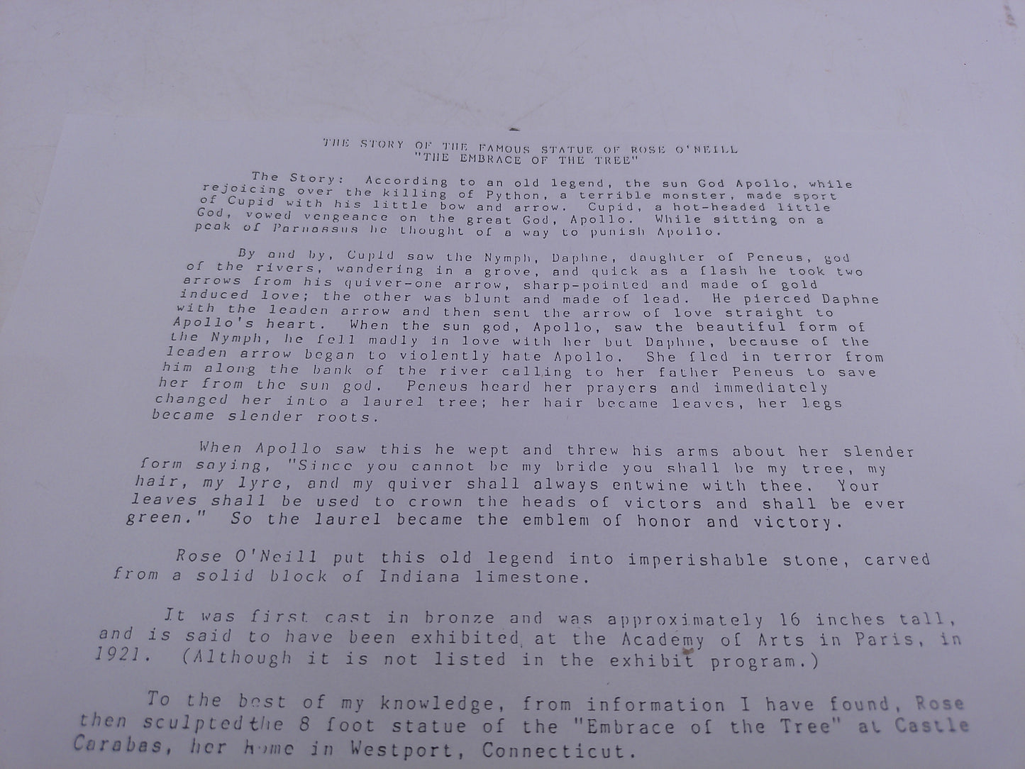 Rose O'Neill Sculpture and document The Embrace of the Free and its Mother #1