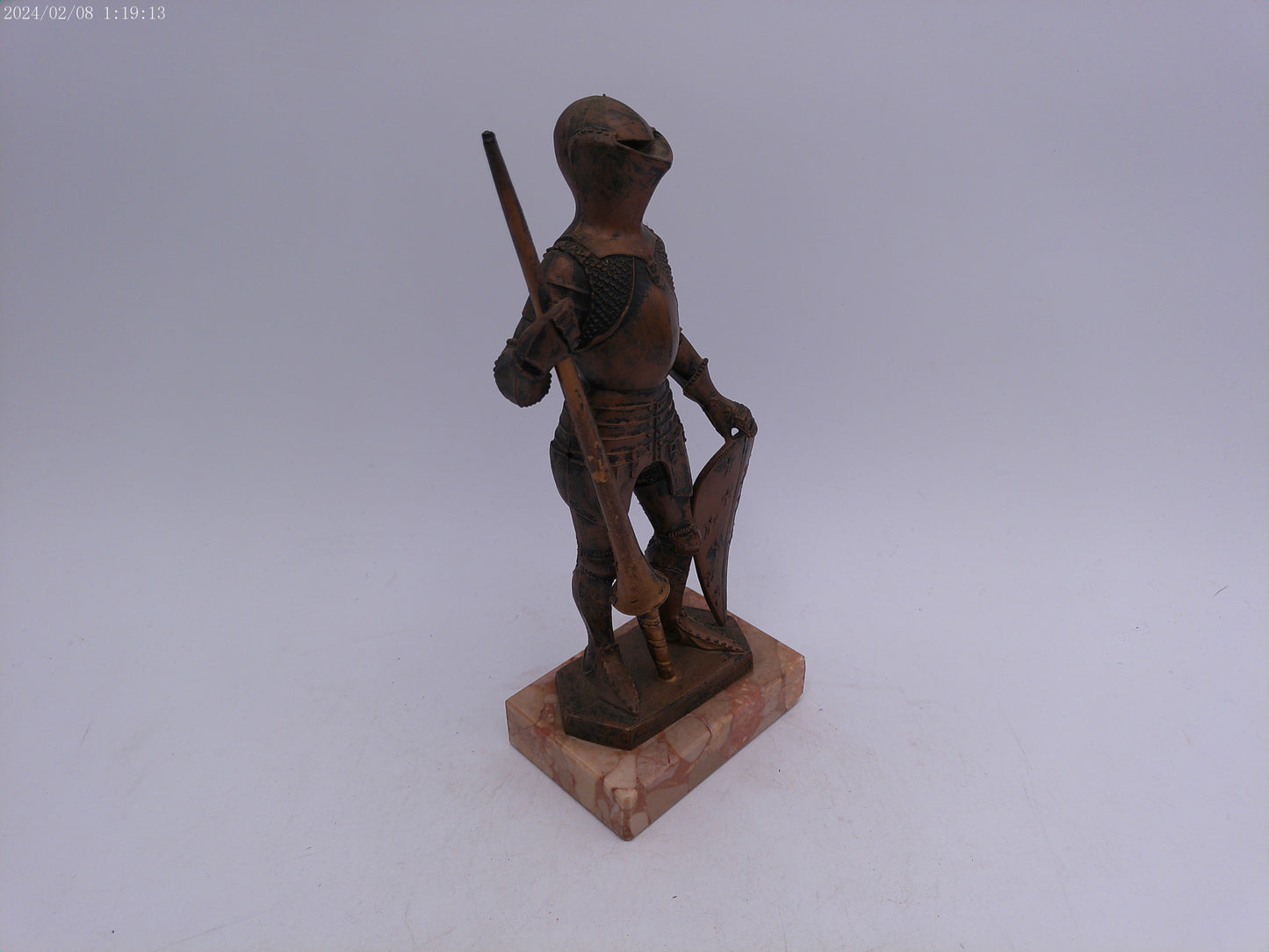 Medieval Knight Suit Armor Statue Shield Joust   on Marble base