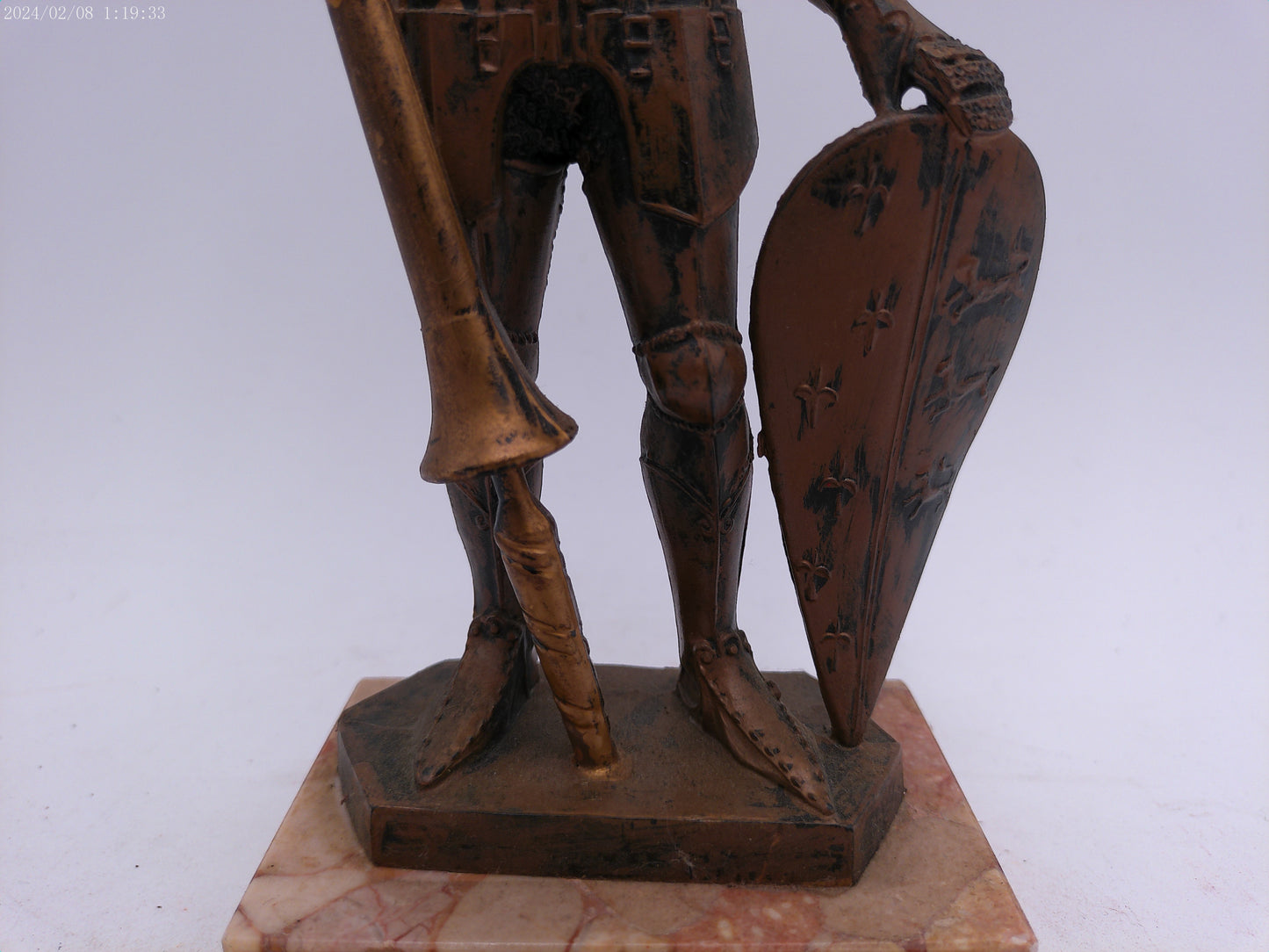 Medieval Knight Suit Armor Statue Shield Joust   on Marble base