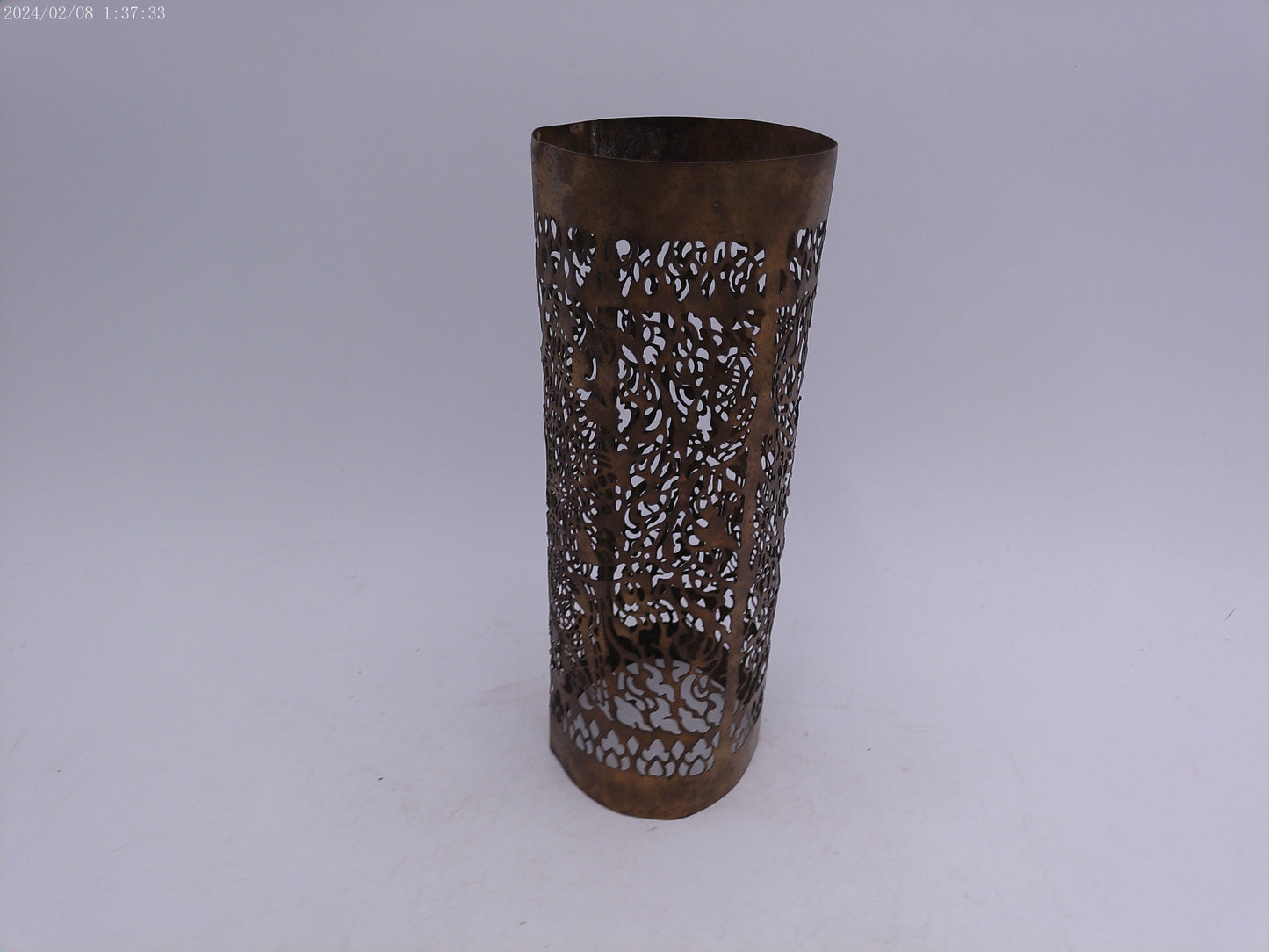 Vintage Ornate Thin Metal Candle Holder Cover