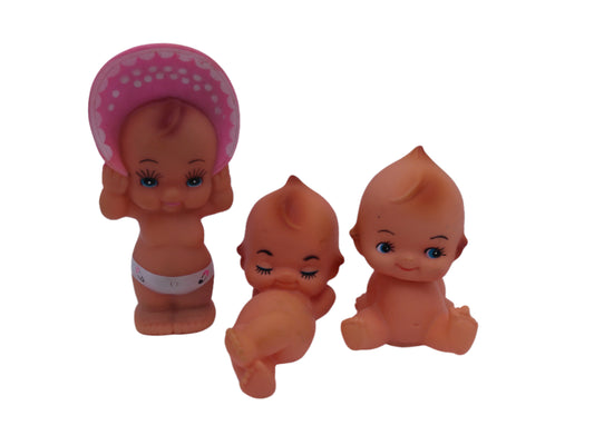 Kewpie 3 Babies Dolls one with Pink Hat