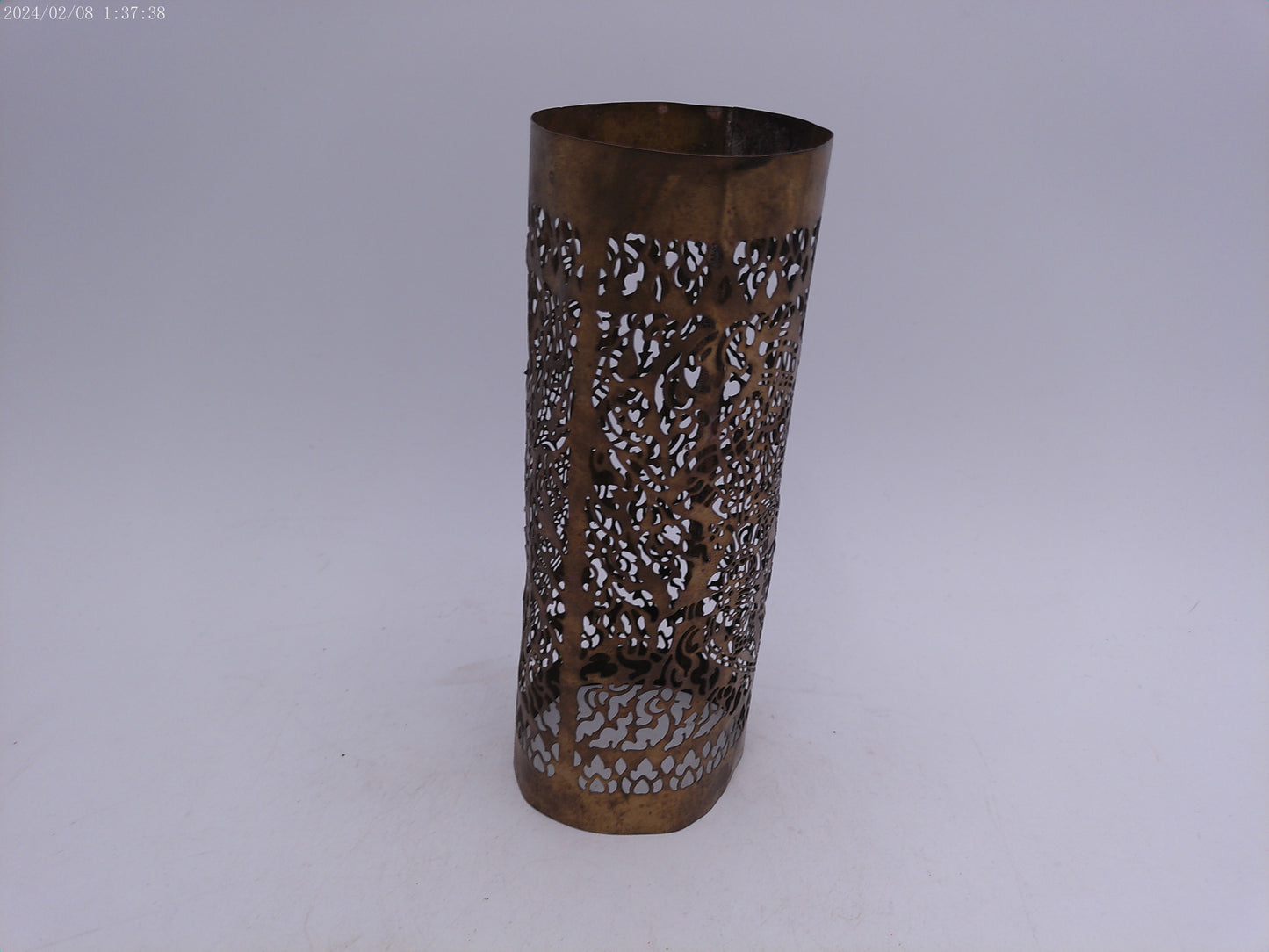 Vintage Ornate Thin Metal Candle Holder Cover