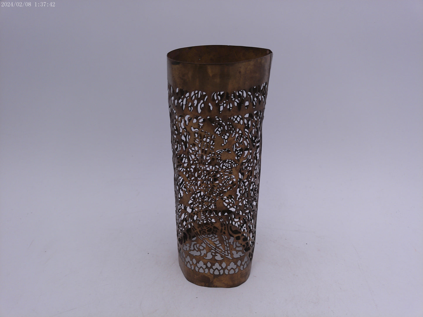 Vintage Ornate Thin Metal Candle Holder Cover