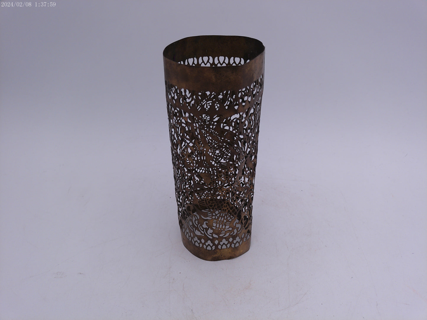 Vintage Ornate Thin Metal Candle Holder Cover