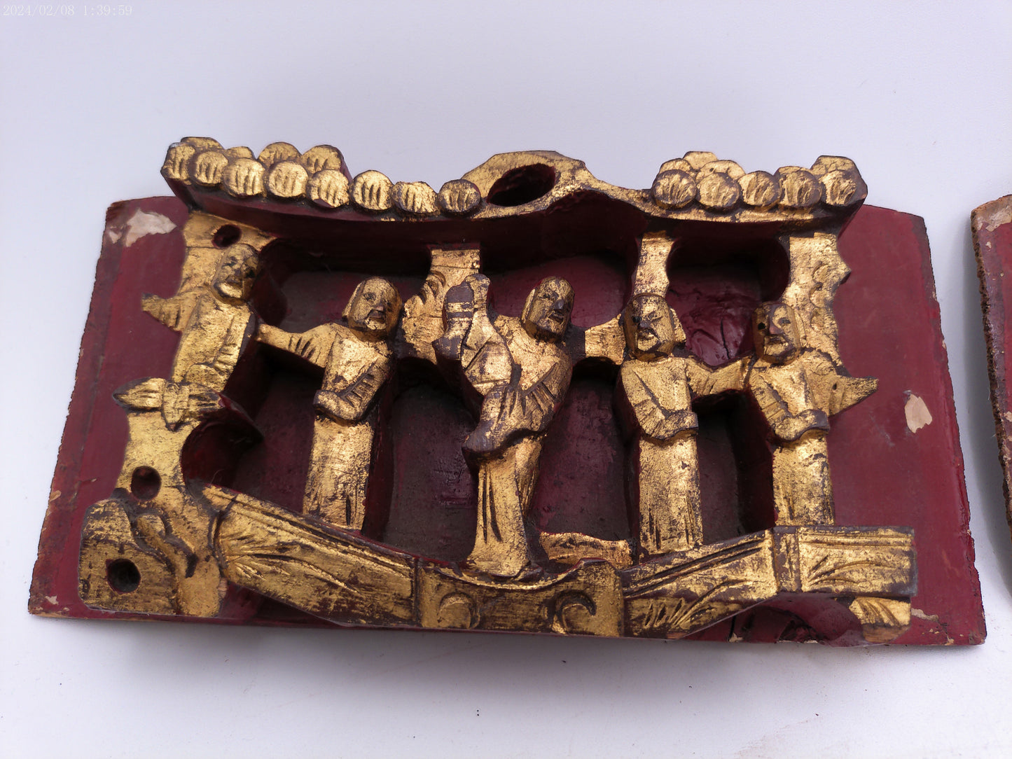 Pair of Chinese Carved Wood Gold Leaf Panels