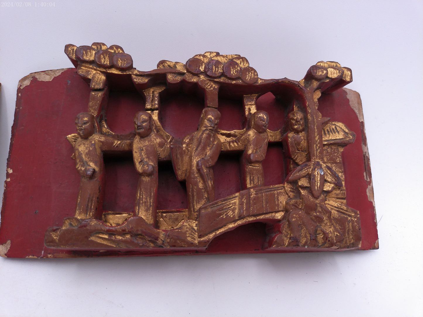 Pair of Chinese Carved Wood Gold Leaf Panels