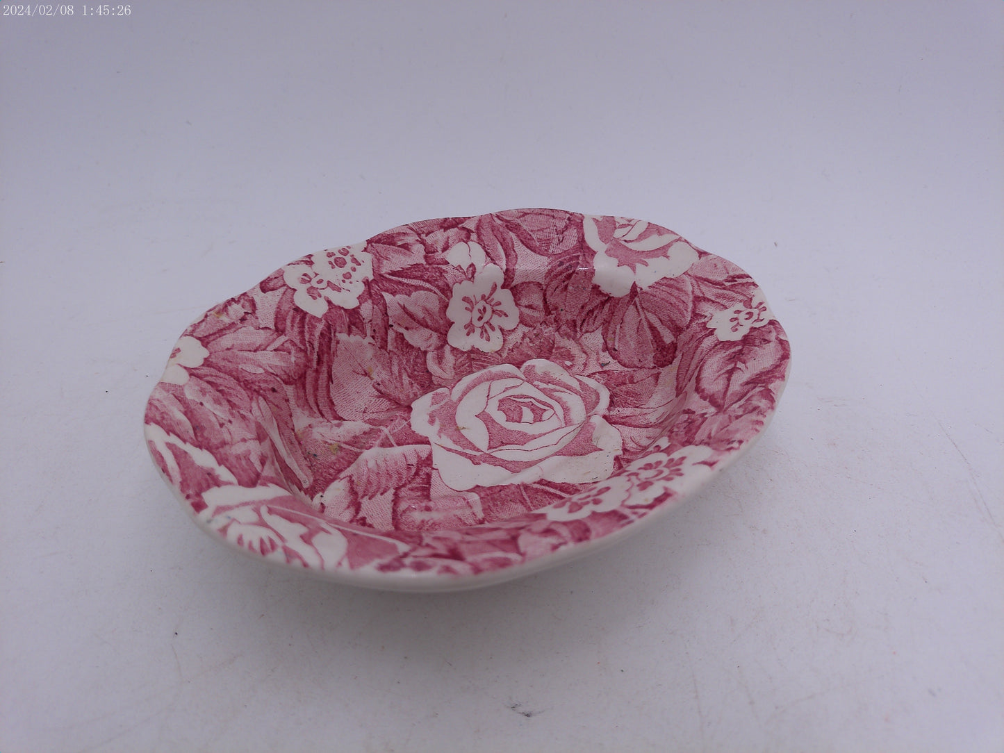 Vintage Pink Victorian Chintz Soap Dish by Burgess and Leigh, Staffordshire, England