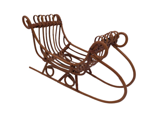 Vintage Miniature Bamboo Sleigh Decoration