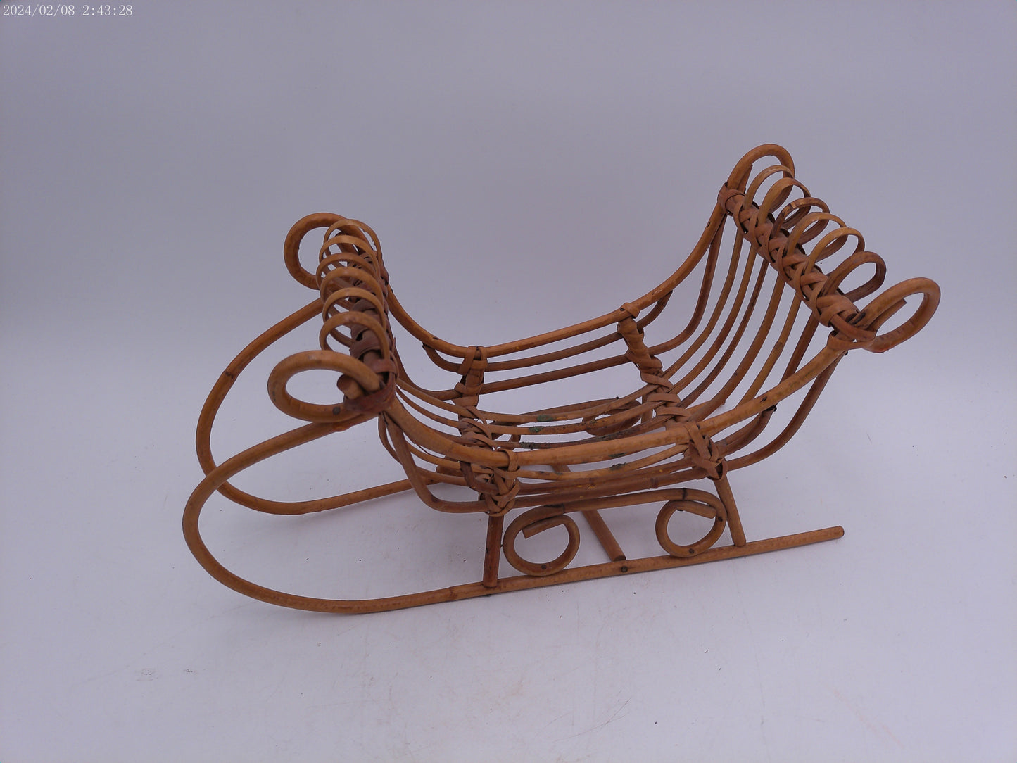 Vintage Miniature Bamboo Sleigh Decoration