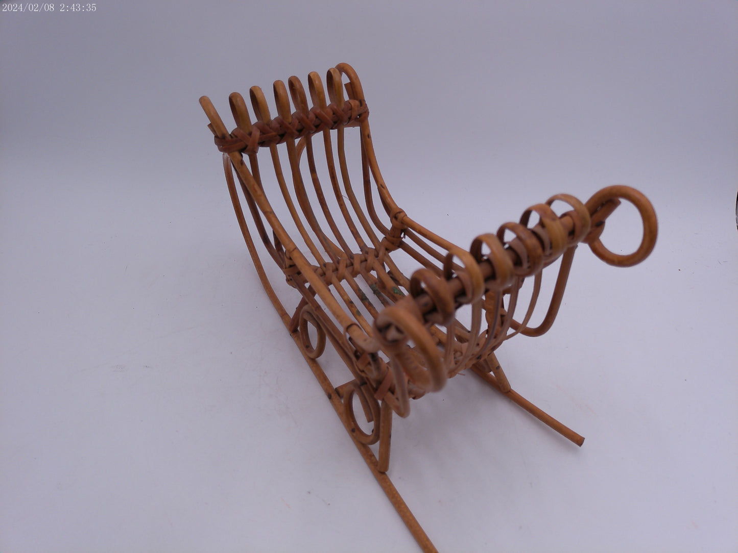 Vintage Miniature Bamboo Sleigh Decoration