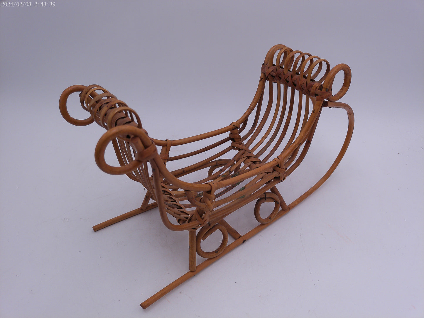 Vintage Miniature Bamboo Sleigh Decoration