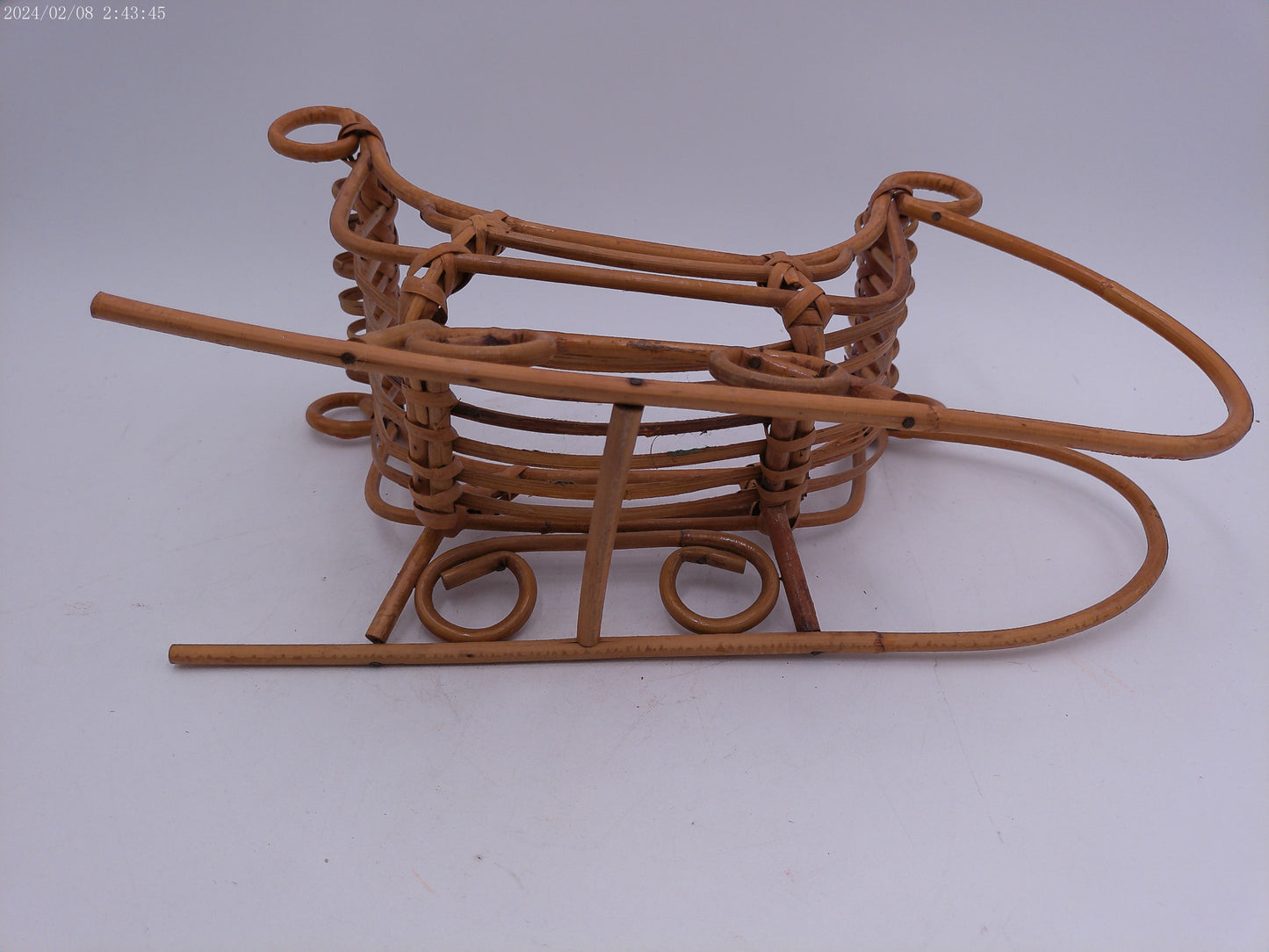 Vintage Miniature Bamboo Sleigh Decoration
