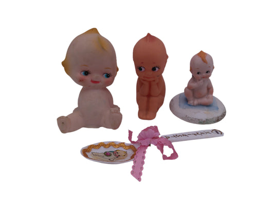 Kewpie 3 Dolls and Spoon Vintage