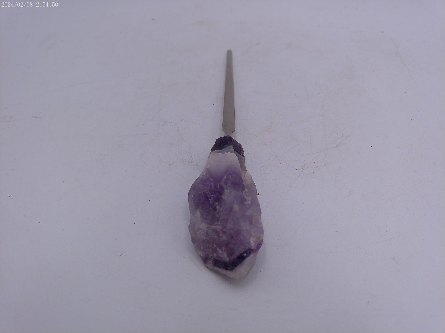 Antique metal Plated Raw Amethyst Hat Pin