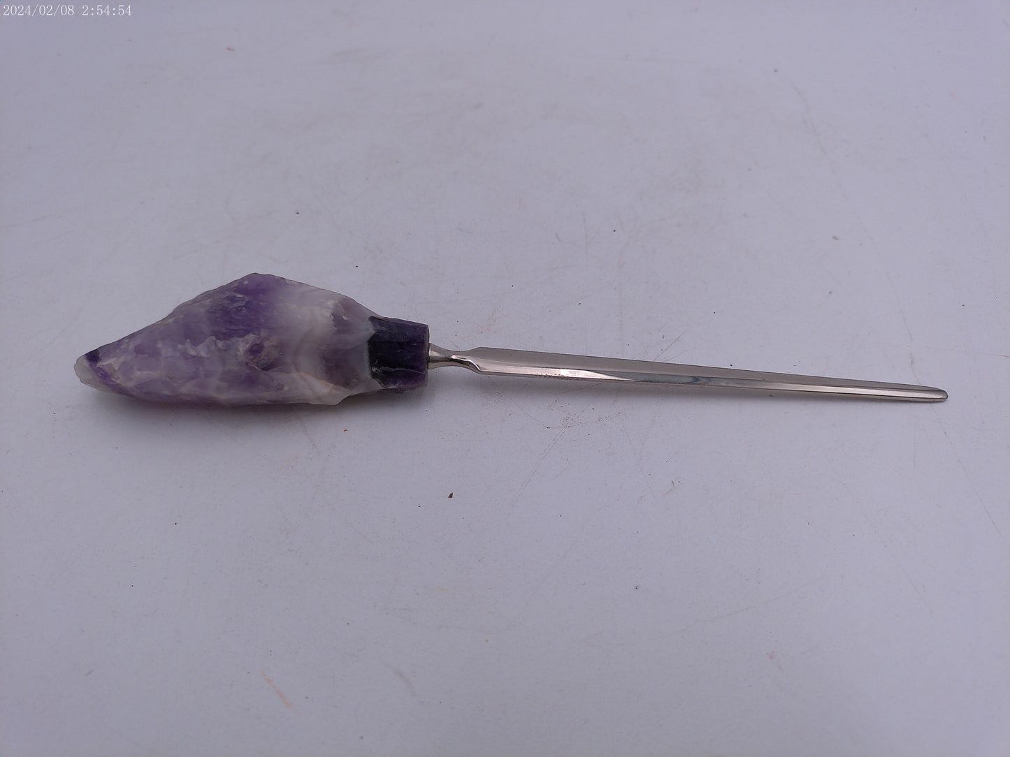 Antique metal Plated Raw Amethyst Hat Pin