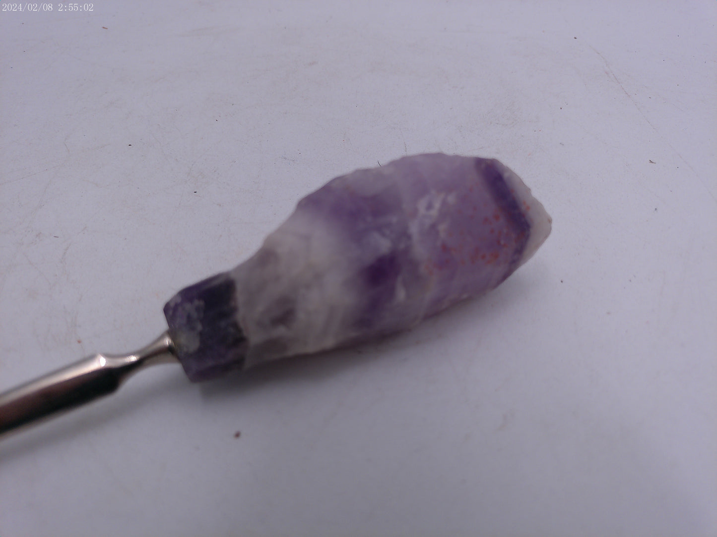 Antique metal Plated Raw Amethyst Hat Pin