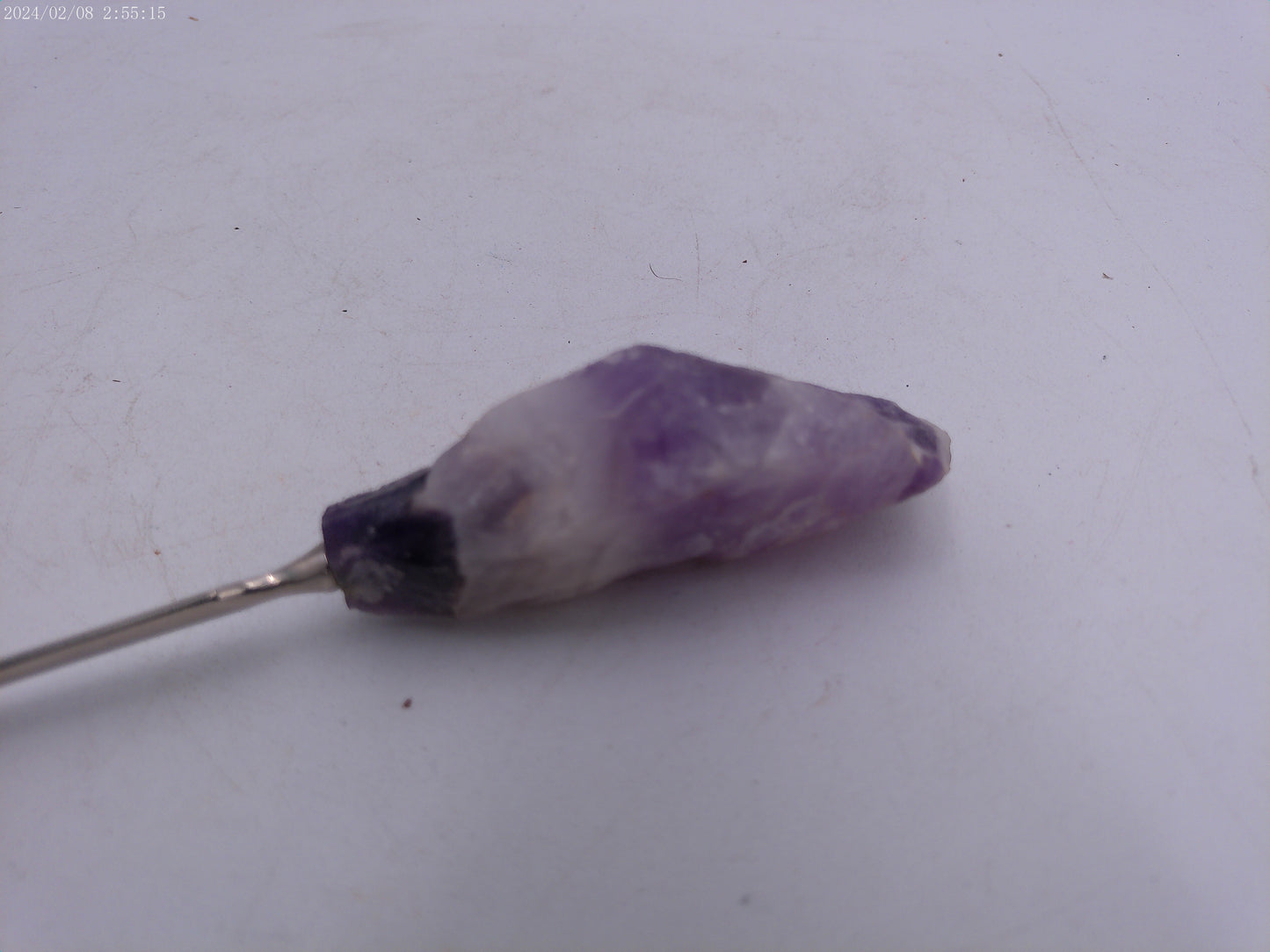 Antique metal Plated Raw Amethyst Hat Pin