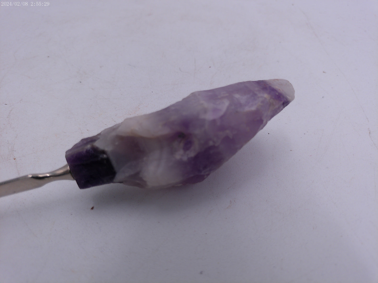 Antique metal Plated Raw Amethyst Hat Pin