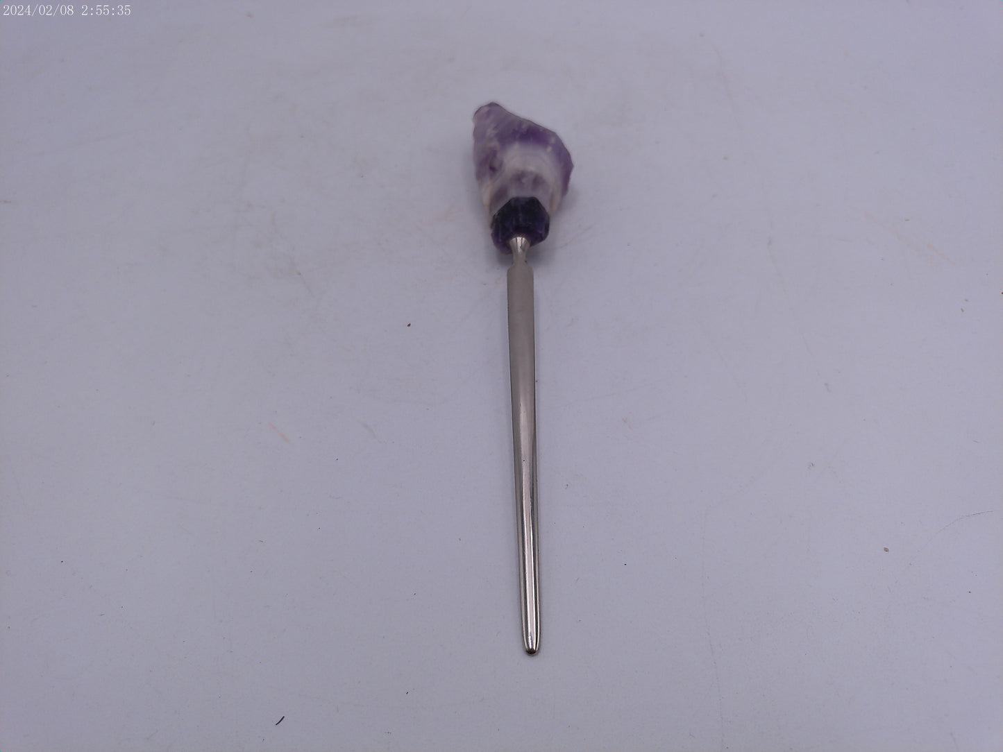 Antique metal Plated Raw Amethyst Hat Pin