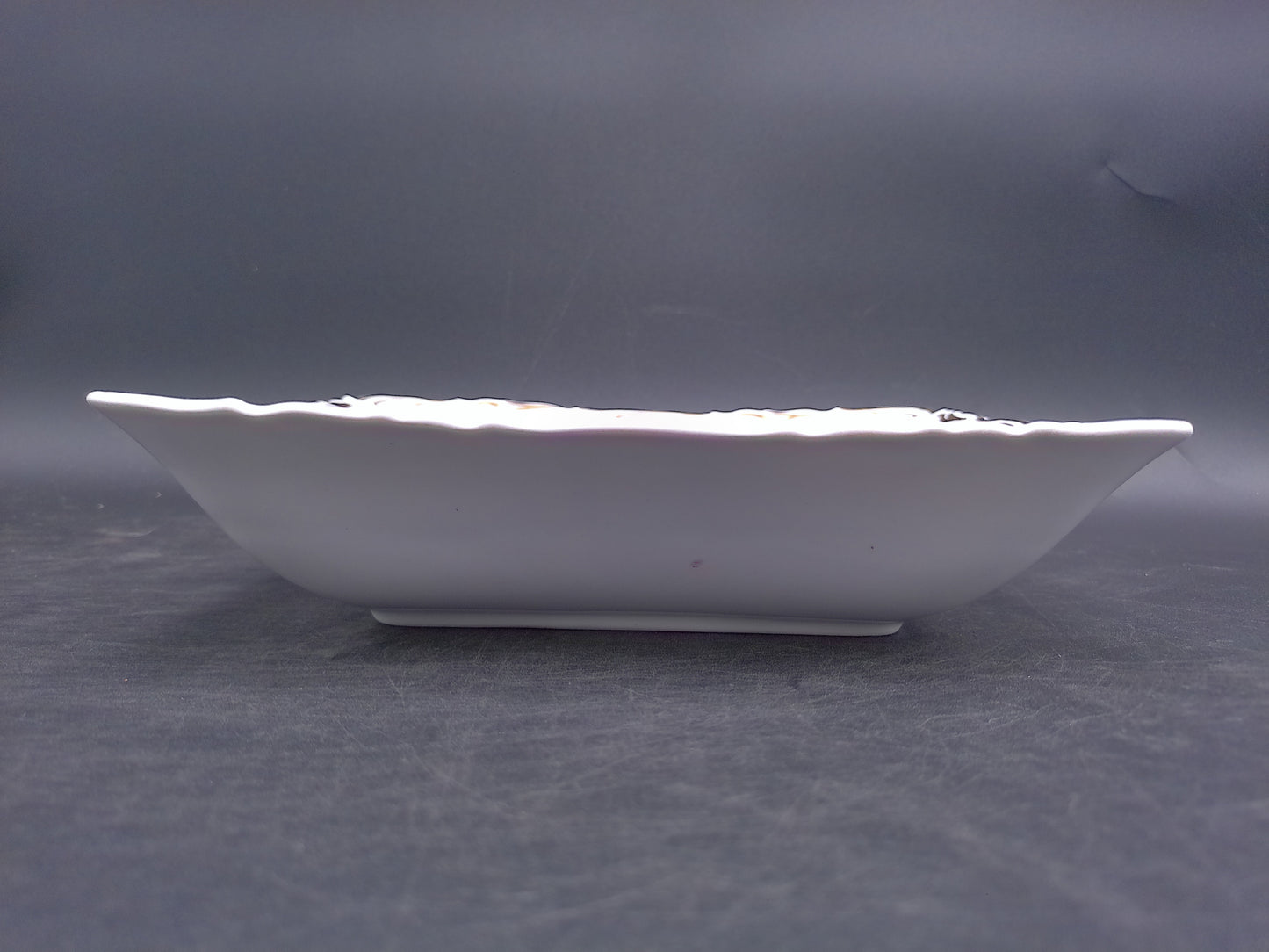 Porcelain Square Serving Dish and Oval Plate Floral Design Gold Trim marked JRJS Cluj Romania