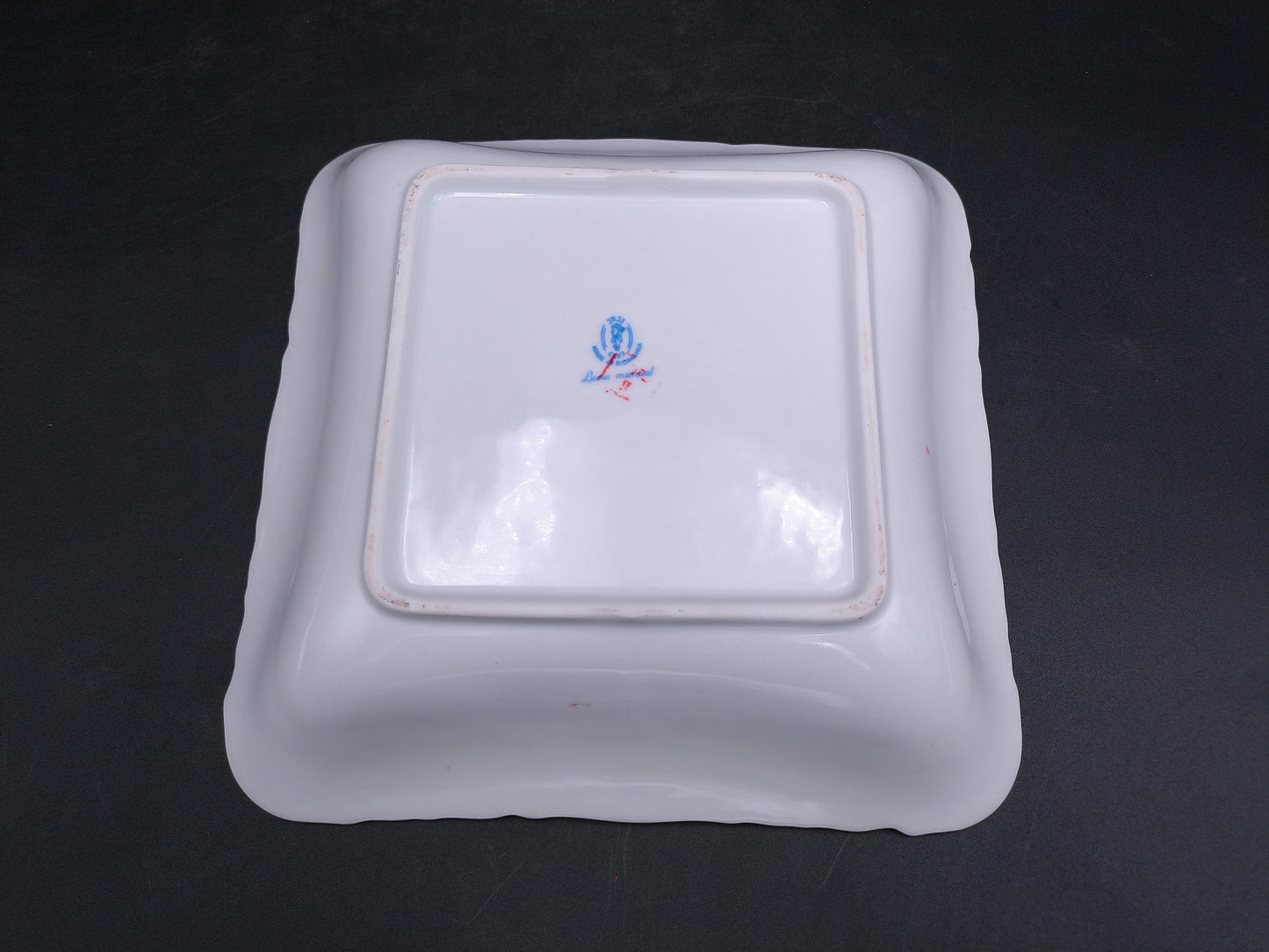 Porcelain Square Serving Dish and Oval Plate Floral Design Gold Trim marked JRJS Cluj Romania