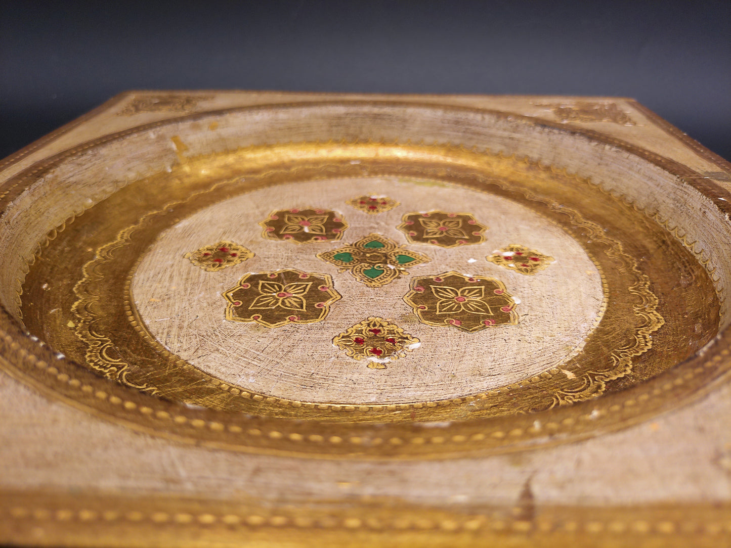 Florentine Wood Ashtray No Glass Insert Made in Florentia Italy