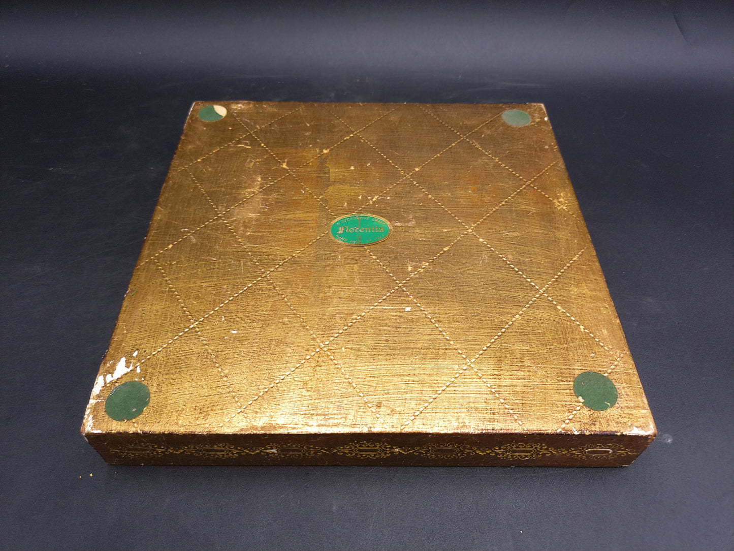 Florentine Wood Ashtray No Glass Insert Made in Florentia Italy