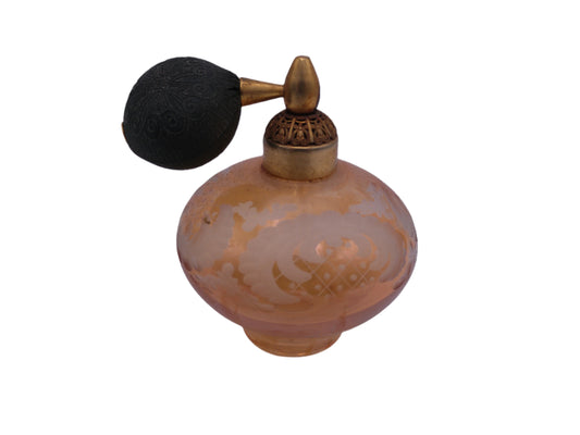 Vintage  crackle Glass  Perfume Bottle with Bulb Sprayer