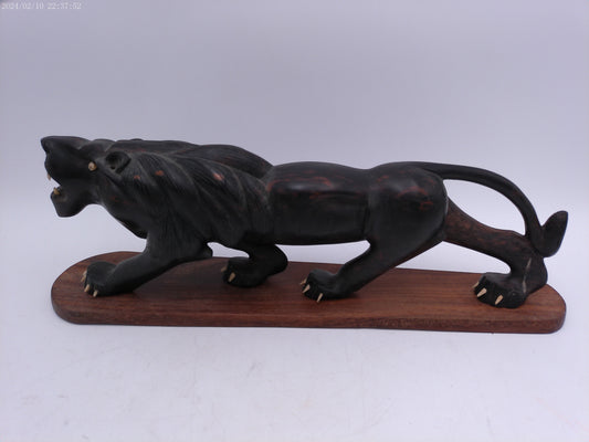 Beautiful Wood Carved Lion on Stand