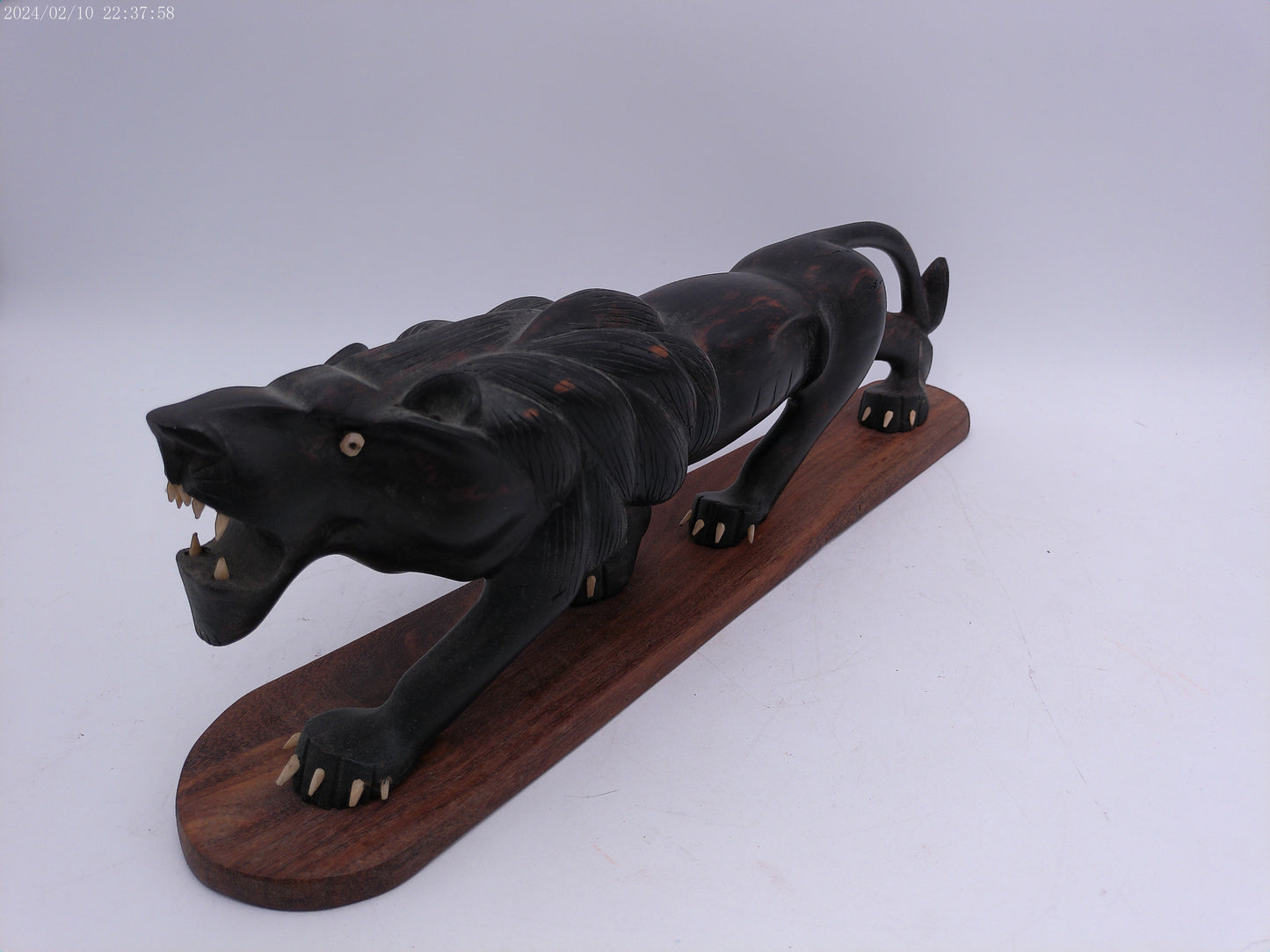 Beautiful Wood Carved Lion on Stand