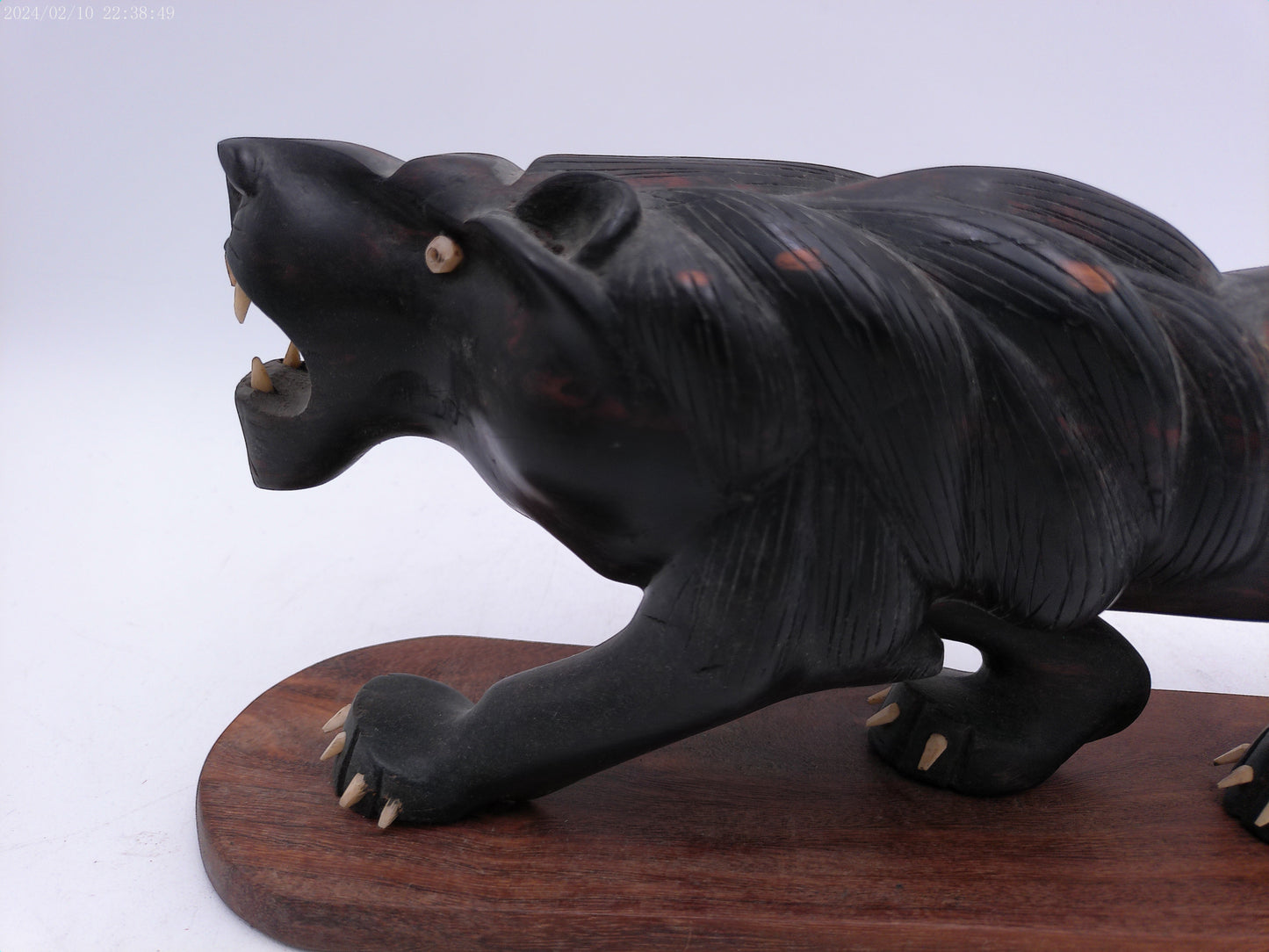 Beautiful Wood Carved Lion on Stand